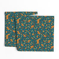 striped woodland animals on dark green | small