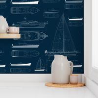 Zurn Yacht Design Wallpaper - White on Blue