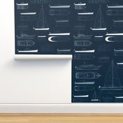 Zurn Yacht Design Wallpaper - White on Blue