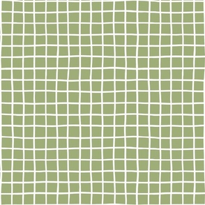 1" hand drawn grid/white on green