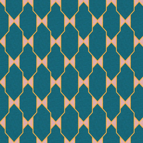 Mid century Quatrefoil pattern Pink Blue