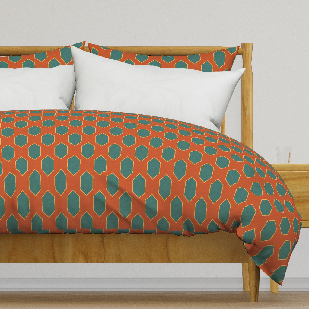 Mid century Diamond pattern Orange