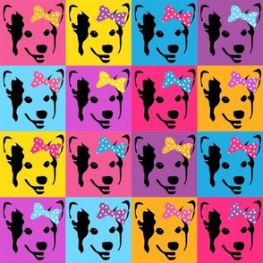 corgi pop art fabric - corgi with bows, corgi pop art, dog pop art, dog pop art fabric, corgi pop art cute, corgi blanket, corgi fabrics, corgi design - bright