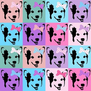 corgi pop art fabric - corgi with bows, corgi pop art, dog pop art, dog pop art fabric, corgi pop art cute, corgi blanket, corgi fabrics, corgi design - pastel