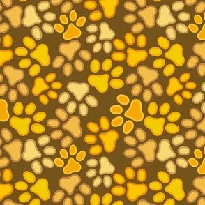 paws multi yellow spring summer repeat pattern