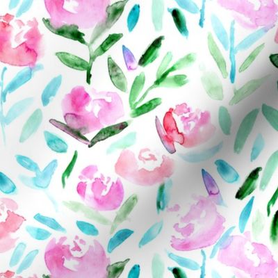 Watercolor flowers || tender pattern for girls, nursery, baby