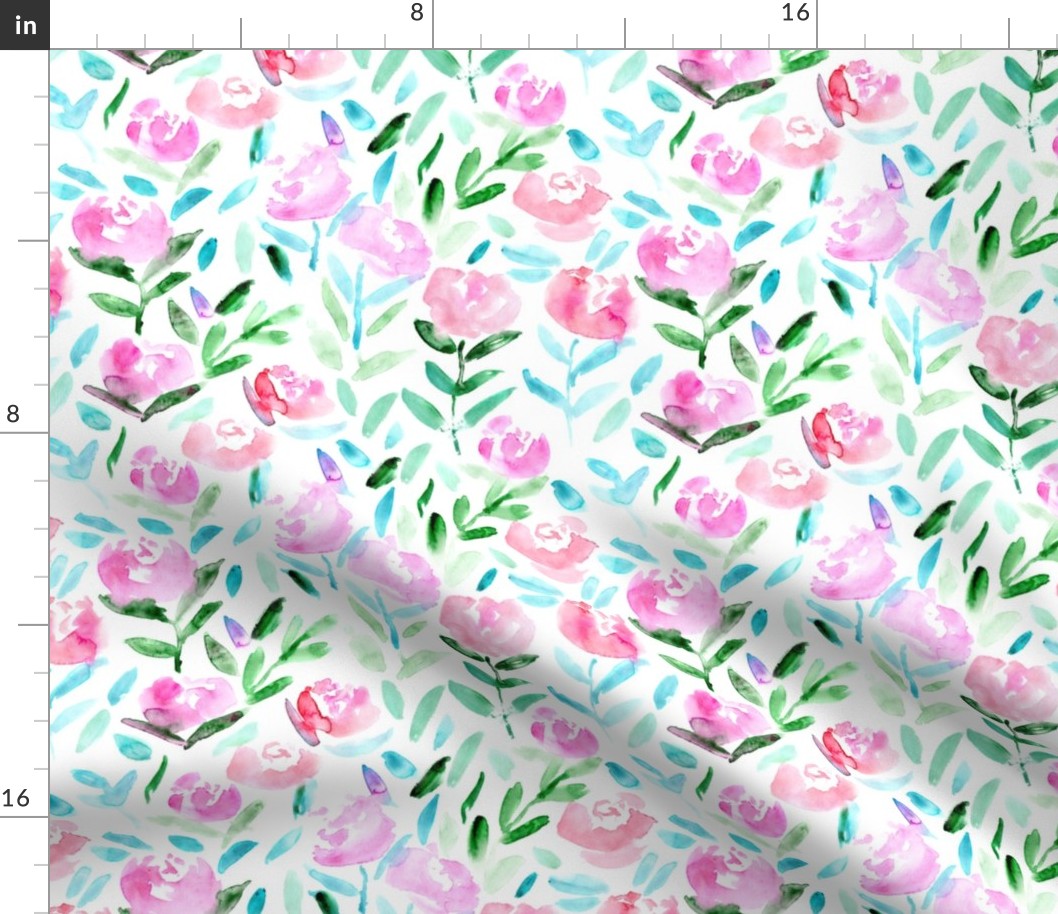 Watercolor flowers || tender pattern for girls, nursery, baby