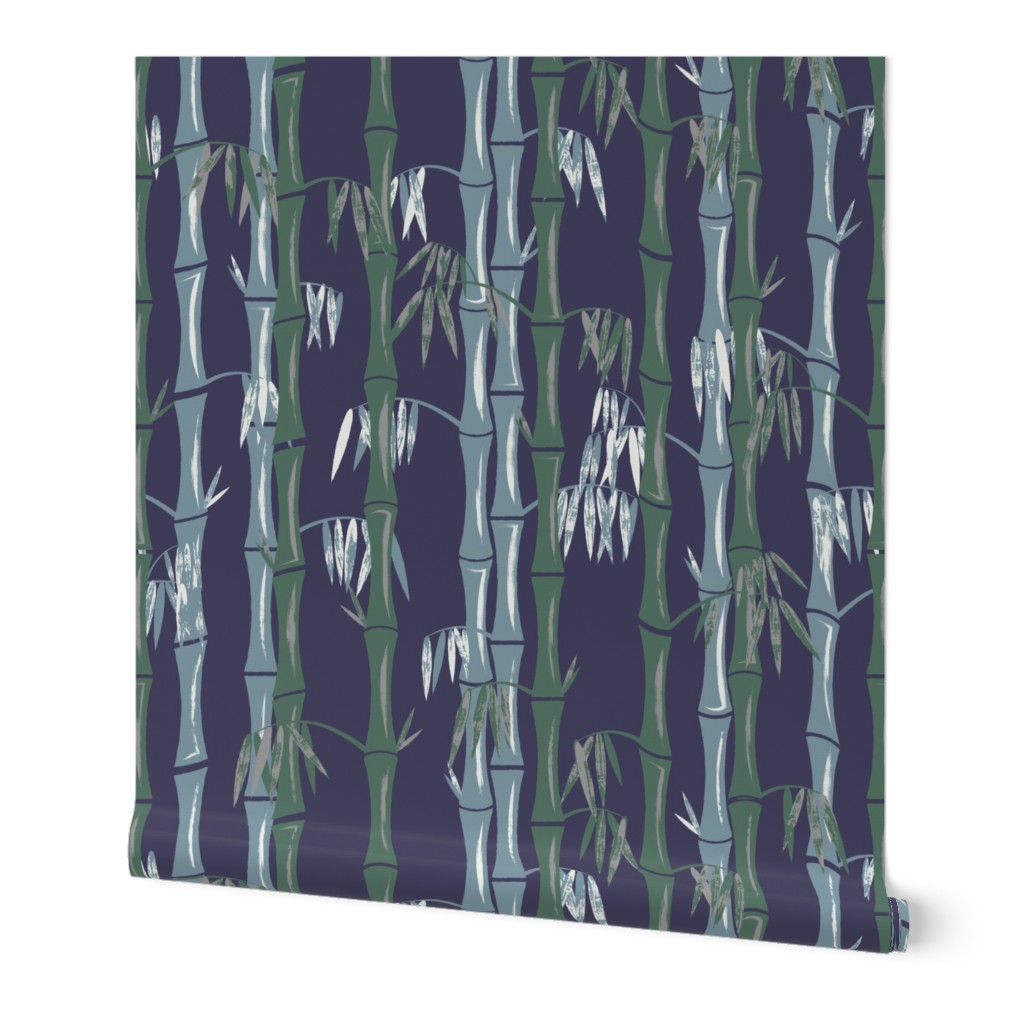 Midcentury Bamboo Forest ~ Blue Green White