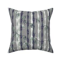 Midcentury Bamboo Forest ~ Grey Blue White