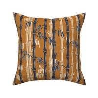 Midcentury Bamboo Forest ~ Rust Tan Blue