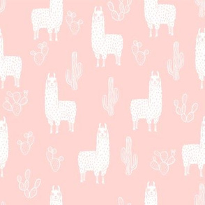 llama fabric - cute llama fabric , llama fabric by the yard, llama quilting fabric, animals fabric, nursery fabric, nursery fabric by the yard, andrea lauren design - blush pink