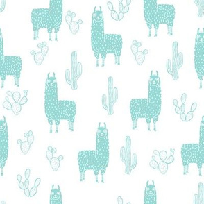 llama fabric - cute llama fabric , llama fabric by the yard, llama quilting fabric, animals fabric, nursery fabric, nursery fabric by the yard, andrea lauren design - mint