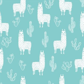 llama fabric - cute llama fabric , llama fabric by the yard, llama quilting fabric, animals fabric, nursery fabric, nursery fabric by the yard, andrea lauren design - blue