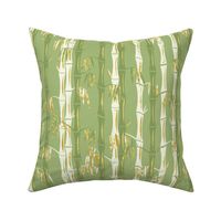 Midcentury Bamboo Forest ~ Green Yellow White