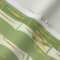 Midcentury Bamboo Forest ~ Green Yellow White