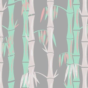 Midcentury Bamboo Forest ~ Grey Mint Pink