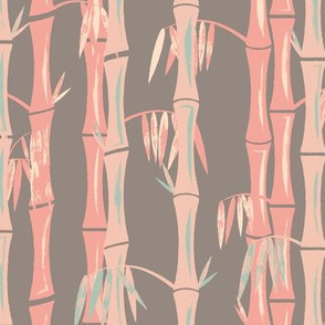 Midcentury Bamboo Forest ~ Grey Pink Blue