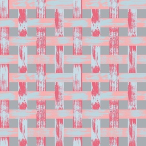 Woven Lattice ~ Pink Grey Blue