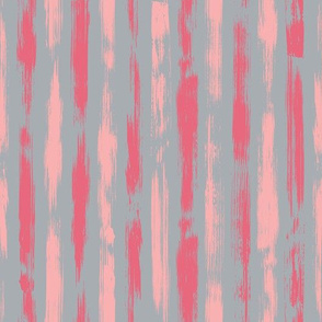 Brush Stroke Stripes Pink Grey