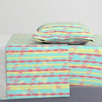 Midcentury Bamboo Forest ~ Blue Yellow Pink  