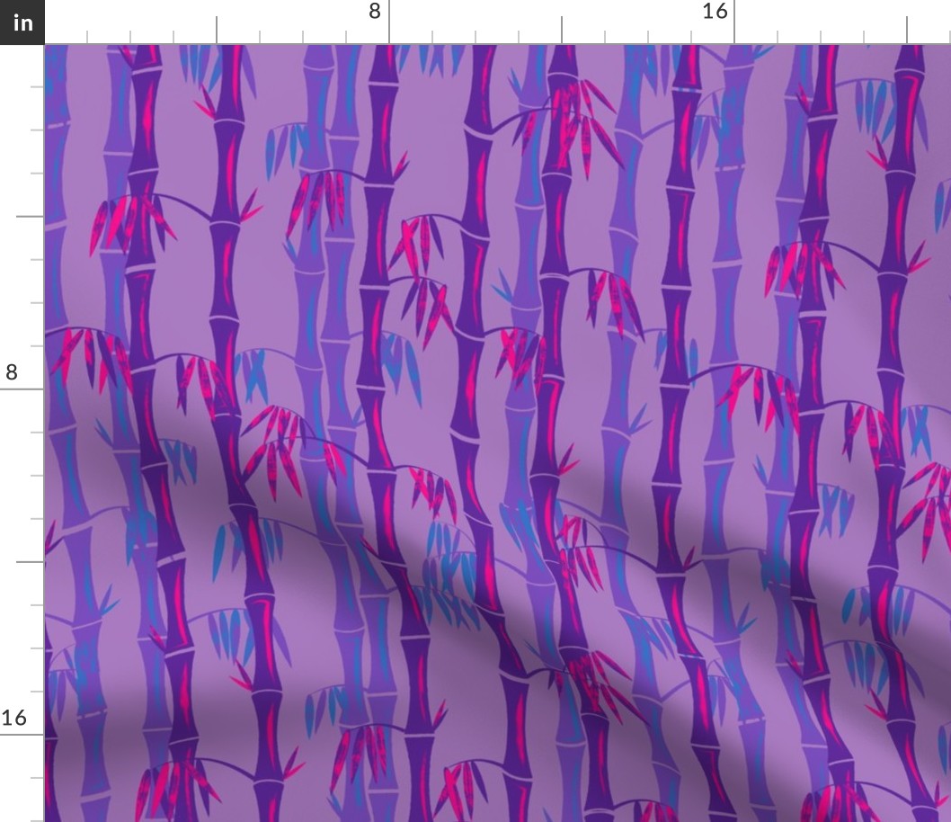 Midcentury Bamboo Forest ~ Purple Blue Pink