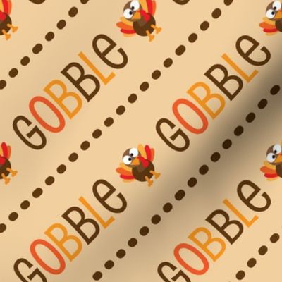 Thanksgiving  Turkey Gobble Gobble Thanksgiving Pattern Diagonal Light Brown Gobble Gobble - Thanksgiving Turkey - LAD21