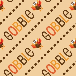 Thanksgiving  Turkey Gobble Gobble Thanksgiving Pattern Diagonal Light Brown Gobble Gobble - Thanksgiving Turkey - LAD21