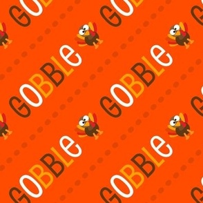 Thanksgiving  Turkey Gobble Gobble Thanksgiving Pattern Diagonal Orange Gobble Gobble - Thanksgiving Turkey - LAD21