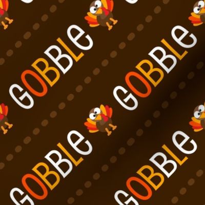 Thanksgiving  Turkey Gobble Gobble Thanksgiving Pattern Diagonal Brown - LAD21