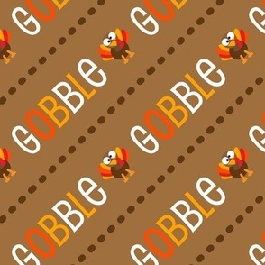 Thanksgiving  Turkey Gobble Til You Wobble Thanksgiving Pattern Diagonal Brown Fall Colors - LAD21