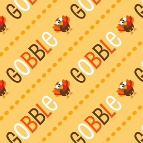 Thanksgiving  Turkey Gobble Til You Wobble Thanksgiving Pattern Diagonal Light GoldGobble Gobble - Thanksgiving Turkey - LAD21