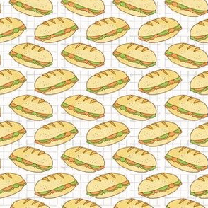 Filled Bread Baguettes Seamless Vector Pattern, Hand Drawn
