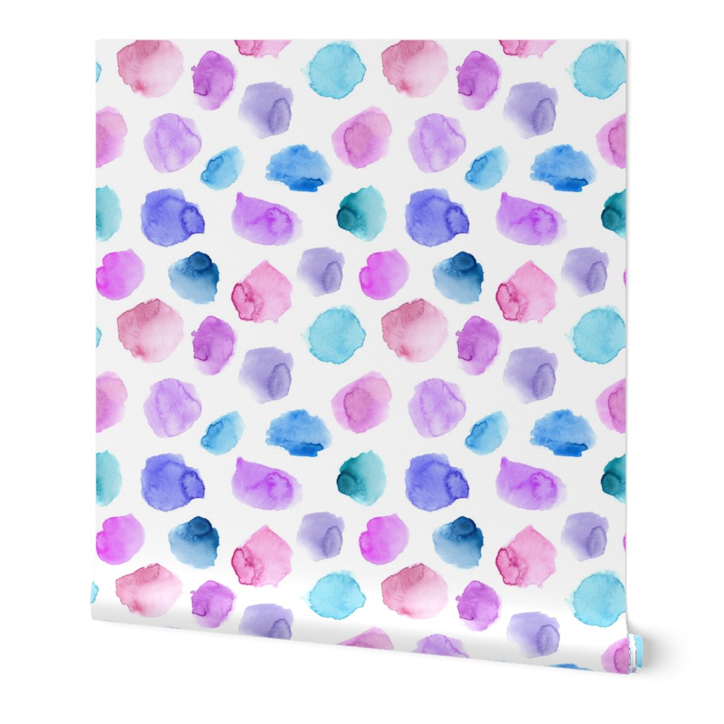 Watercolor tenderness, larger scale || painted polka dot pattern for nursery, baby, kids