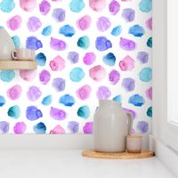 Watercolor tenderness, larger scale || painted polka dot pattern for nursery, baby, kids