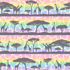 Giraffe Rainbow Safari Silhouettes (Large Scale) 