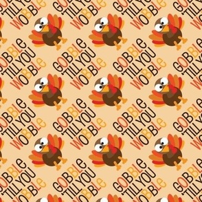 Thanksgiving  Turkey Gobble Til You Wobble Thanksgiving Pattern Diagonal Brown - LAD21