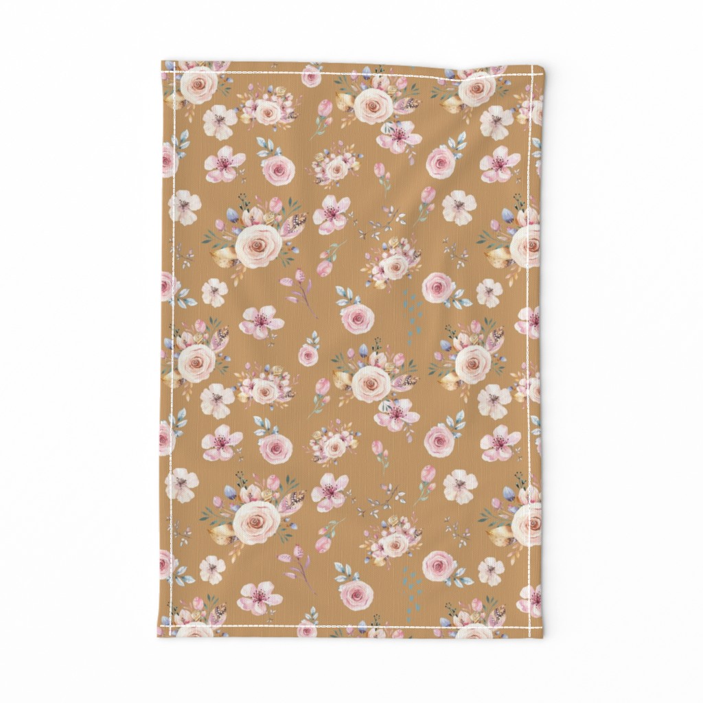 Gold Floral Print with Fun Pink and Gold Flowers