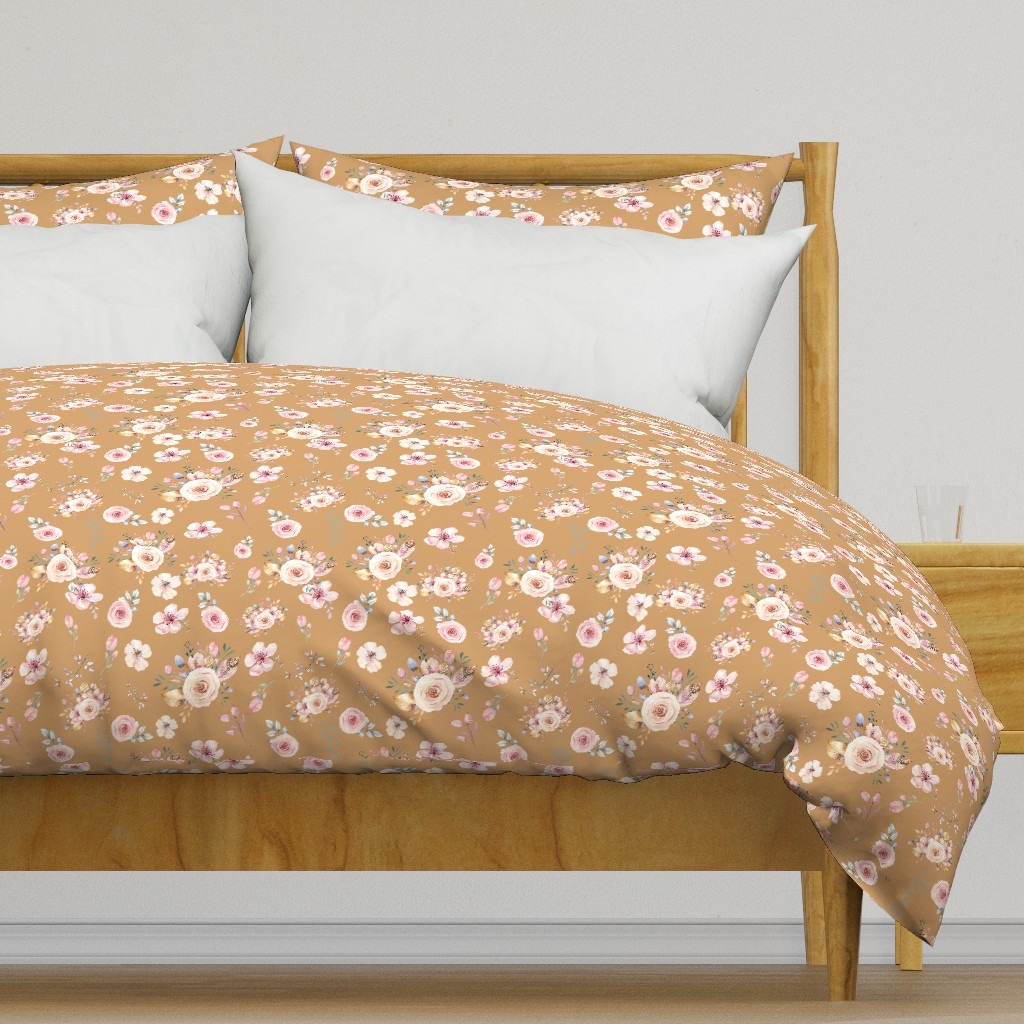 Gold Floral Print with Fun Pink and Gold Flowers