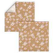 Gold Floral Print with Fun Pink and Gold Flowers