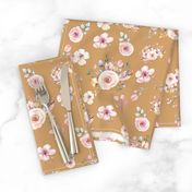 Gold Floral Print with Fun Pink and Gold Flowers