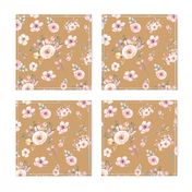 Gold Floral Print with Fun Pink and Gold Flowers