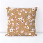 Gold Floral Print with Fun Pink and Gold Flowers