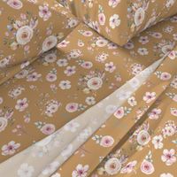 Gold Floral Print with Fun Pink and Gold Flowers