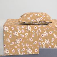 Gold Floral Print with Fun Pink and Gold Flowers