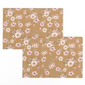 Gold Floral Print with Fun Pink and Gold Flowers