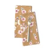 Gold Floral Print with Fun Pink and Gold Flowers