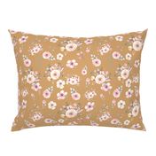 Gold Floral Print with Fun Pink and Gold Flowers