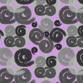 Gray and Black Spirals on Lilac