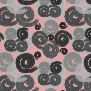 Gray and Black Spirals on Rose