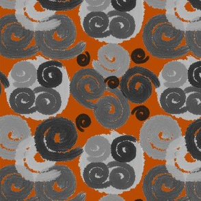 Gray and Black Spirals on Terracotta